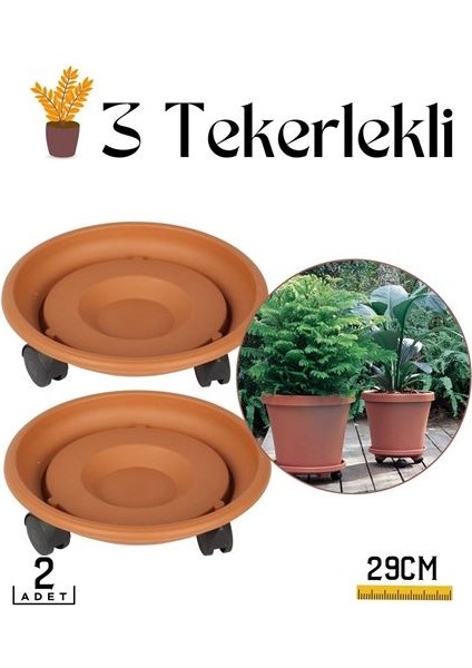 2 Li Tekerlekli Saksı Altığı 29 cm Coadura Design Kahve 716061