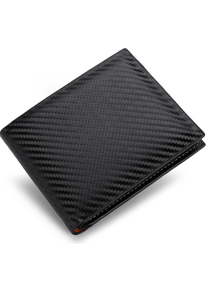 Para Kart Tutucu Çanta Karbon Fiber Doku Pu Deri Erkek Ikiye Katlanmış Cüzdan (Yurt Dışından)
