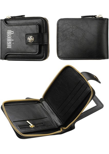 Retro Pu Deri Erkek Cüzdan Fermuar Kartları Nakit Para Tutucu Çanta (Yurt Dışından) fiyatları