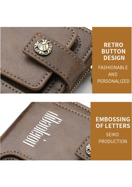 Retro Pu Deri Erkek Cüzdan Fermuar Kartları Nakit Para Tutucu Çanta (Yurt Dışından) modelleri