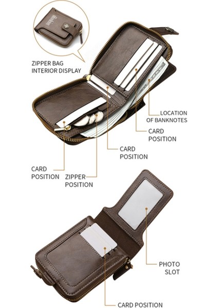 Retro Pu Deri Erkek Cüzdan Fermuar Kartları Nakit Para Tutucu Çanta (Yurt Dışından) fırsatları