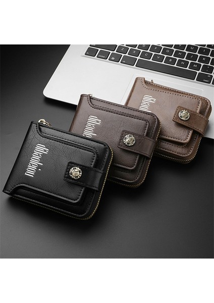Retro Pu Deri Erkek Cüzdan Fermuar Kartları Nakit Para Tutucu Çanta (Yurt Dışından) indirimleri