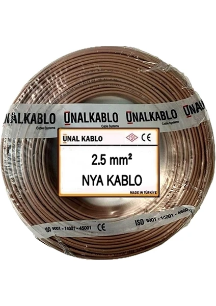 Ünal Kablo 2.5 Mm² Nya Kablo - 20 Metre Kahverengi