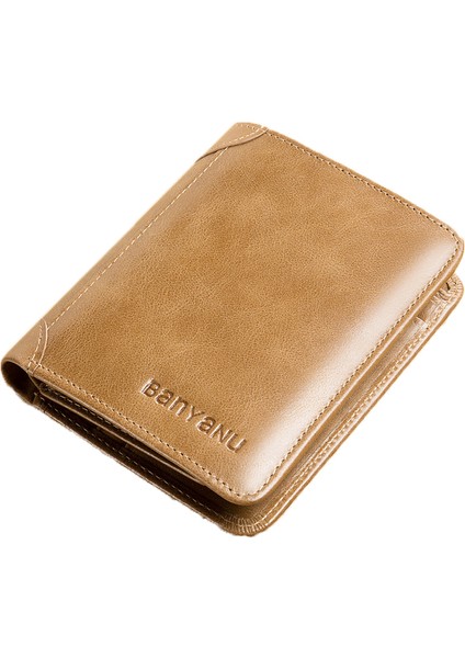 Sığır Derisi Erkek Üç Katlı Cüzdan Kart Nakit Taşıma Çantası (Yurt Dışından)
