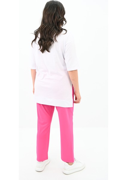 Kadın Büyük Beden Kelebek Baskı Detaylı T-Shirt Takım 8114-25 fırsatları