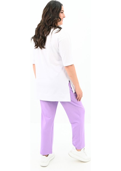 Kadın Büyük Beden Kelebek Baskı Detaylı T-Shirt Takım 8114-25
