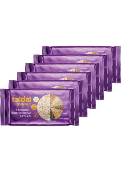 7 Tohumlu Glutensiz Gluten Free Mısır ve Pirinç Patlağı 60 gr (6 Adet)