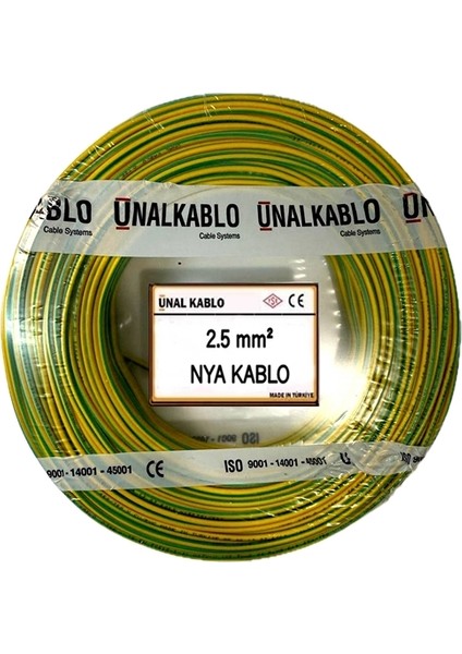 Ünal Kablo 2.5 Mm² Nya Kablo - 15 Metre Sarı Yeşil