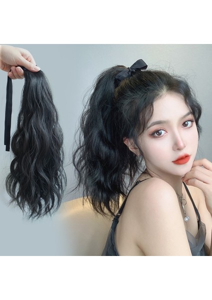At Kuyruğu Peruk Kadın Uzun Kıvırcık Saç Kavrama Mısır Perma Yüksek At Kuyruğu Kısa Bağcıklı Su Dalgalı Peruk At Kuyruğu (Yurt Dışından)