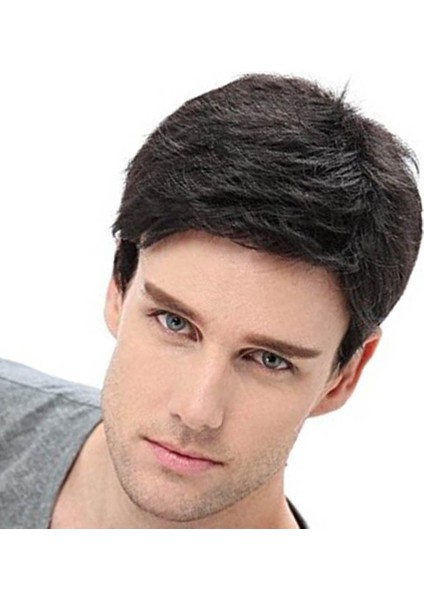Adam Eğik Patlama Saçları Için Doğal Gerçekçi Yüksek Sıcaklık Fiber Peruk (Yurt Dışından) fırsatları