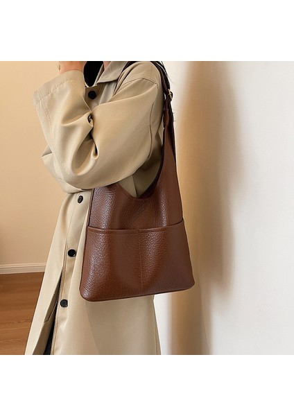 Yumuşak Deri Omuz Çantası, Çapraz Askılı Dokulu Banliyö Çantası (Yurt Dışından)