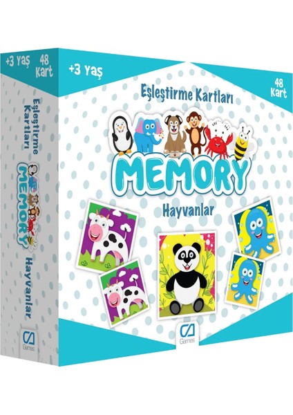 Ca Games Hayvanlar Temalı 48 Kartlı Eğitici Memory Çocuk Eşleştirme Hafıza Oyun Kartları