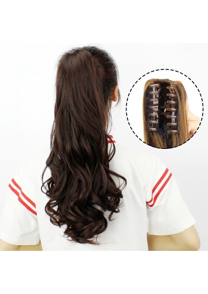 Hongfa Xiu Pençe Klip Peruk At Kuyruğu Gerçekçi ve Görünmez Uzun Kıvırcık Saç Kavrama Tipi Büyük Dalga Uzun Kıvırcık Saç At Kuyruğu Uzantıları (Yurt Dışından)