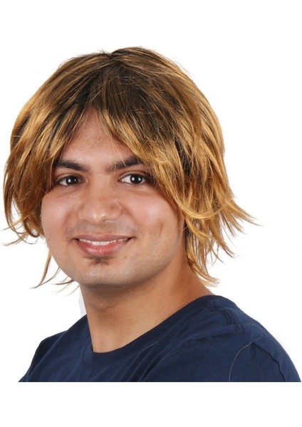 Sarı Orta Kesim Kısa Saç Düz Erkek Peruğu QY-9257 (Yurt Dışından) fiyatları