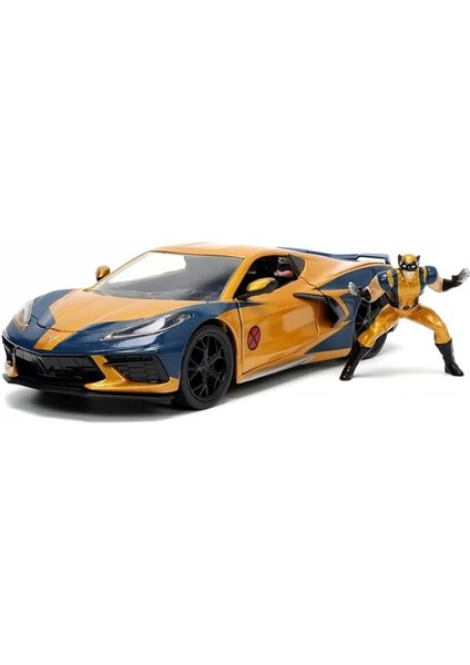 Jada, 253225025, Marvel Wolverine & Chevy Corvette, Die-Cast (Metal), Serbest Tekerlek, Açılabilen