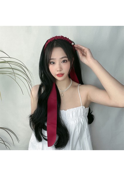 Peruk Kadın Uzun Kıvırcık Saç Örgülü Şerit Kafa Bandı Entegre Yapay Saç Büyük Dalga Uv Tipi Yarım Başlık (Yurt Dışından) fırsatları