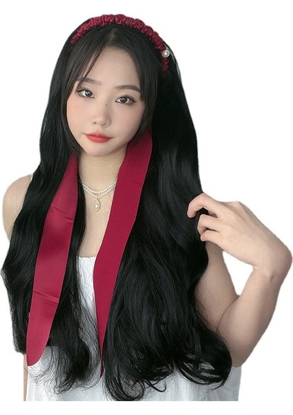 Peruk Kadın Uzun Kıvırcık Saç Örgülü Şerit Kafa Bandı Entegre Yapay Saç Büyük Dalga Uv Tipi Yarım Başlık (Yurt Dışından) indirimleri