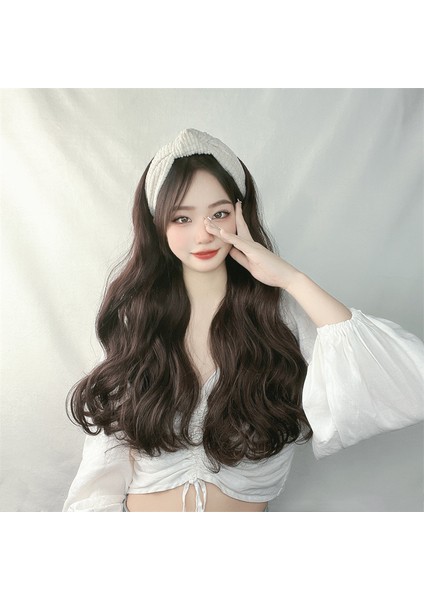 Saç Bandı Peruk Kadın Uzun Kıvırcık Saç Tek Parça Yarım Başlık Simülasyon Saç Büyük Dalga Peruk Seti (Yurt Dışından) modelleri