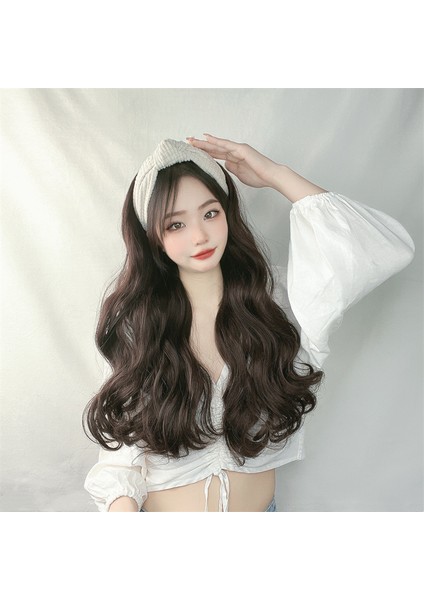 Saç Bandı Peruk Kadın Uzun Kıvırcık Saç Tek Parça Yarım Başlık Simülasyon Saç Büyük Dalga Peruk Seti (Yurt Dışından) fırsatları