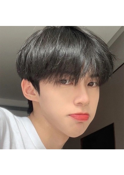 Kore Tarzı Peruk Erkek Düz Kahküller Kısa Saç Yakışıklı Trendy Doğal ve Kabarık Öğrenci Günlük Yüksek Profil Şekil Spot Saç Derisi (Yurt Dışından)