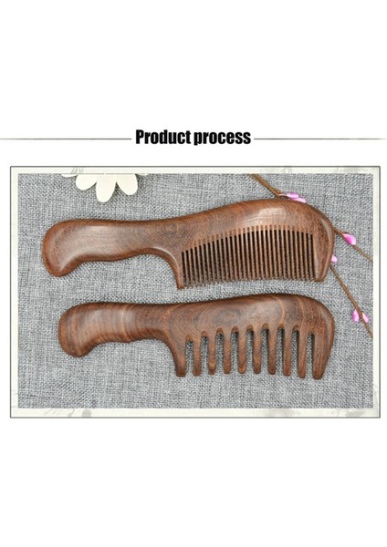 2x Sandal Ağacı Geniş Diş Tarak Kıvırcık Saç Taşınabilir Kaba Diş Ahşap Tarak Saç Masaj Aracı Ince (Yurt Dışından) modelleri