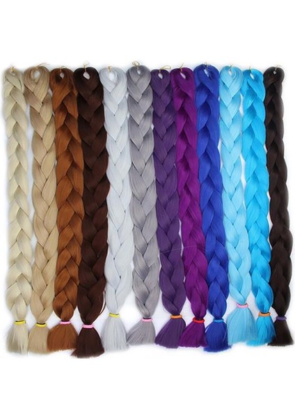 60 cm Sentetik Jumbo Örgü Saç Uzantıları 120 G/adet Kadınlar Için Kırmızı Mavi Kahverengi Tığ Yanlış Örgü Saç (Yurt Dışından) modelleri