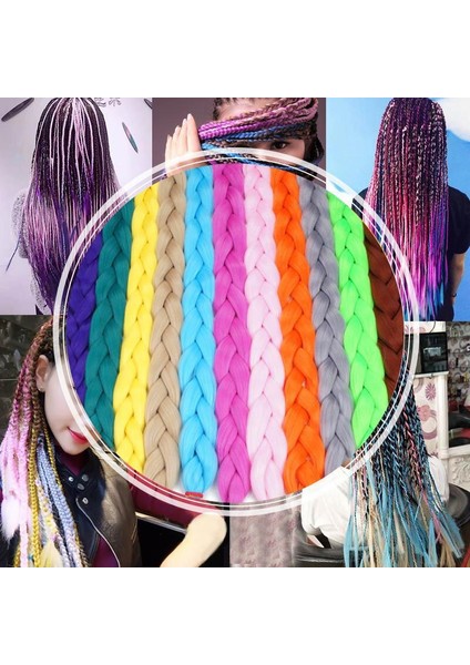 60 cm Sentetik Jumbo Örgü Saç Uzantıları 120 G/adet Kadınlar Için Kırmızı Mavi Kahverengi Tığ Yanlış Örgü Saç (Yurt Dışından) fırsatları