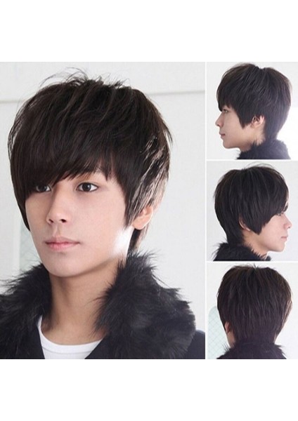 Kabarık Doğal Gerçekçi Yüksek Sıcaklık Fiber Peruk Adam Için Eğik Patlama Saç (Yurt Dışından) fırsatları