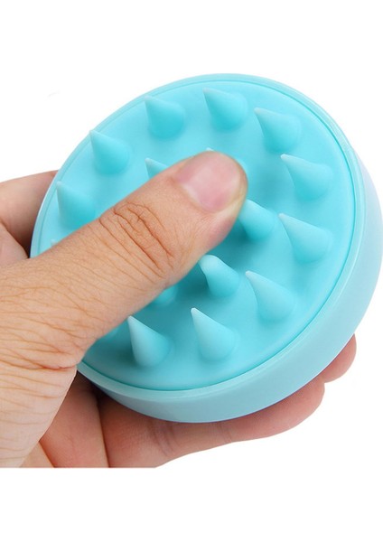 Yumuşak Silikon Şampuan Fırçası Kuaför Şampuan Fırçası Saç Derisi Temizleme Banyo Tarağı - Mavi (Yurt Dışından)