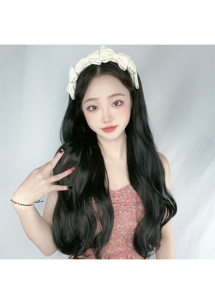 Peruk Kadın Uzun Saç Yay Kafa Bandı Peruk Entegre Yarım Başlık Simülasyon Büyük Dalga Peruk Seti (Yurt Dışından) fiyatları
