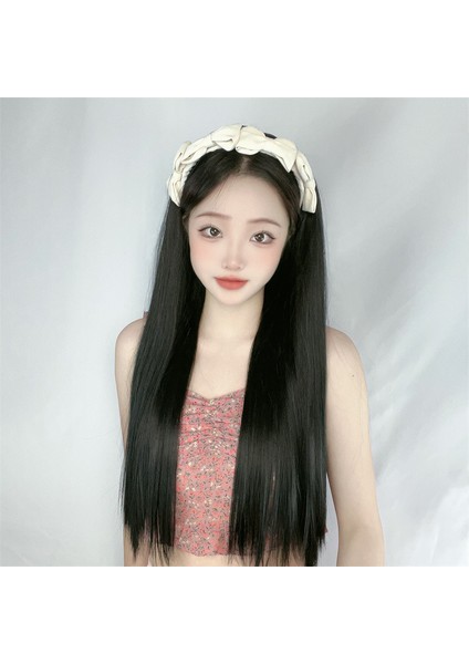 Peruk Kadın Uzun Saç Yay Kafa Bandı Peruk Entegre Yarım Başlık Simülasyon Büyük Dalga Peruk Seti (Yurt Dışından) modelleri