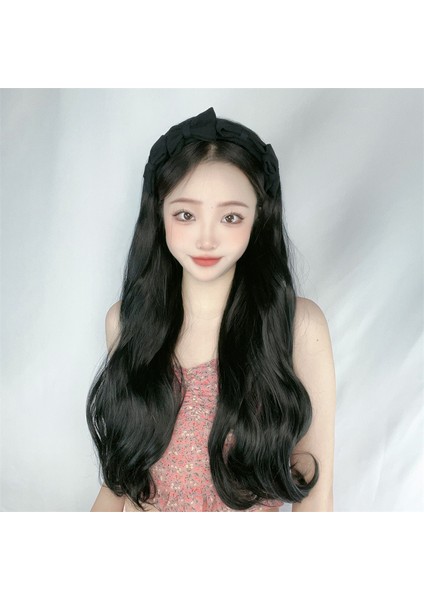 Peruk Kadın Uzun Saç Yay Kafa Bandı Peruk Entegre Yarım Başlık Simülasyon Büyük Dalga Peruk Seti (Yurt Dışından) fırsatları
