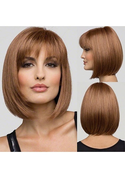 Kadınlar Için Peruk Moda Güzellik Sentetik Peruk Bobo Kısa Düz Saç Cosplay Peruk Kadınlar Için Insan/doğal Saç (Yurt Dışından) fiyatları