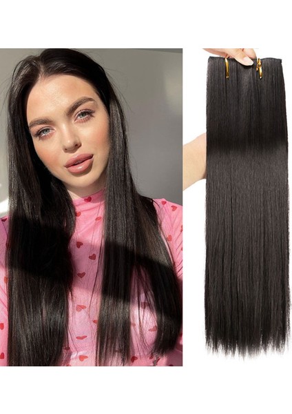 Xuchang Peruk Avrupa ve Amerikan Peruk Seti Uzun Düz Saç Peruk Womenhairfour-Piece Set Postiş Klip Kimyasal Fiber Saç Uzatma (Yurt Dışından) fiyatları