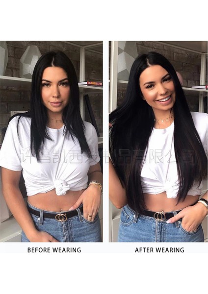 Xuchang Peruk Avrupa ve Amerikan Peruk Seti Uzun Düz Saç Peruk Womenhairfour-Piece Set Postiş Klip Kimyasal Fiber Saç Uzatma (Yurt Dışından) fırsatları