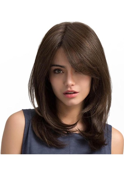 Kadın Orta Uzunlukta Peruk Kahverengi Sentetik Saç Bayan Kız Cosplay Parti Tam Peruk Hediye (Yurt Dışından) fiyatları