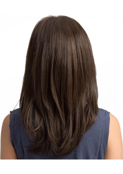 Kadın Orta Uzunlukta Peruk Kahverengi Sentetik Saç Bayan Kız Cosplay Parti Tam Peruk Hediye (Yurt Dışından) indirimleri