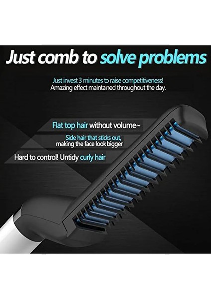 Sakal Düzleştirici Tarak/fırça, Elektrikli Saç ve Sakal Düzleştirici, Mini Saç Düzleştirici, Erkekler Için Hızlı Saç ve Sakal Düzleştirici Şekillendirici Tarak (Yurt Dışından) fiyatları