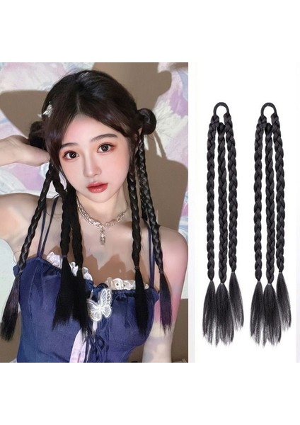 Boks Örgü At Kuyruğu Peruk Kadın Yapay Saç Vurgu Boyalı Kılçık Bezleri Örgülü Saç Yüksek At Kuyruğu Sahte Örgü (Yurt Dışından)