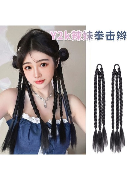 Boks Örgü At Kuyruğu Peruk Kadın Yapay Saç Vurgu Boyalı Kılçık Bezleri Örgülü Saç Yüksek At Kuyruğu Sahte Örgü (Yurt Dışından) fiyatları