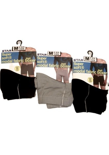 3 Lü Paket Erkek Pamuk Kemer Biye Detaylı Organik Modal Kumaş Boxer