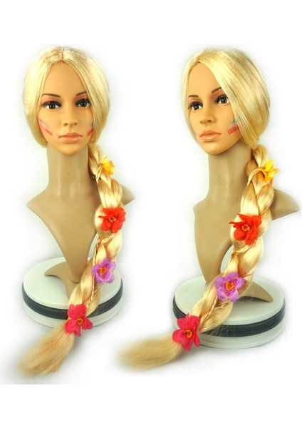 Uzun Saç Prenses Peruk Lepei Prenses Uzun Örgü Çiçek Sihirli Saç Bandı Çiçek Qiyuan Giydirme Şapka Anime Büyük Örgü (Yurt Dışından)