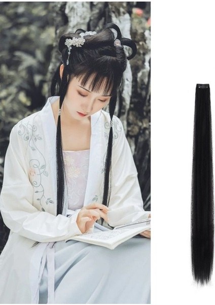 Çin Tarzı Hanfu Peruk Parçası Yanlış Saç Uzatma Geleneksel Hanfu Peruk Pedleri Antik Kabarık Uzun Düz Saç Parçası Kadın (Yurt Dışından) fırsatları