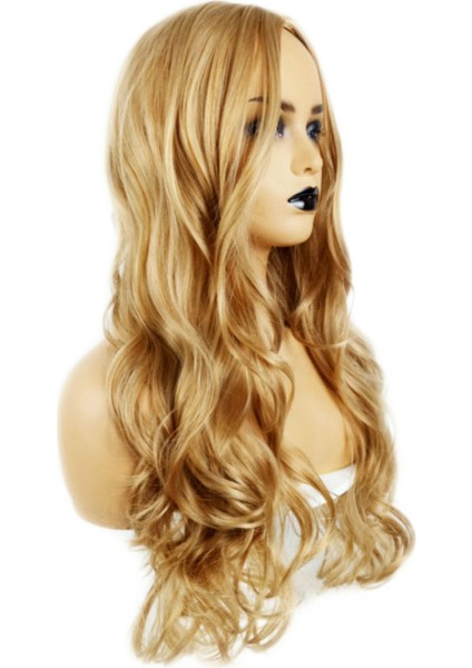 Fabrika Kimyasal Fiber Peruk Avrupa ve Amerika Başlıkları Kadın Uzun Kıvırcık Saçları Orta Boyalı Mat Yüksek Sıcaklık Fiber Stokta (Yurt Dışından) indirimleri