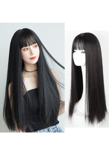 Peruk Kadın Siyah Uzun Saç Yumuşak Kız Gerçekçi Peruk Japonya Internet Ünlü (Yurt Dışından)