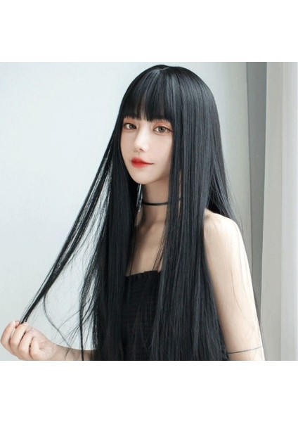 Peruk Kadın Siyah Uzun Saç Yumuşak Kız Gerçekçi Peruk Japonya Internet Ünlü (Yurt Dışından) modelleri