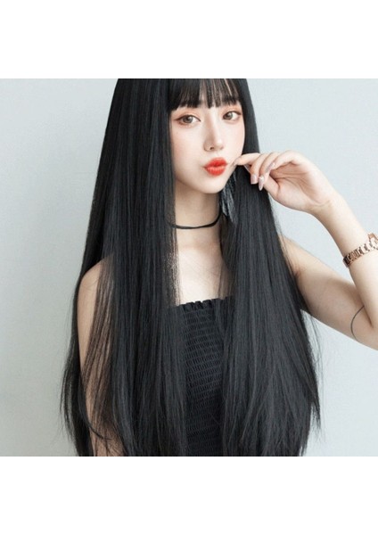 Peruk Kadın Siyah Uzun Saç Yumuşak Kız Gerçekçi Peruk Japonya Internet Ünlü (Yurt Dışından) indirimleri