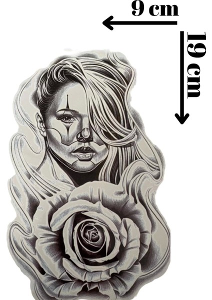 Geçici Kadın ve Gül Figürlü Dövme Tattoo