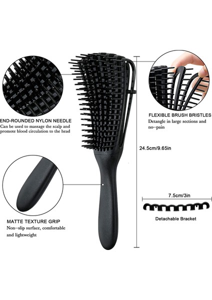 Haoen Dolaşık Açıcı Fırça Afro Amerika Için Saç Dolaşık Açıcı 3A Ila 4c Kıvırcık Dalgalı, Kıvırcık, Islak / Kuru ile Kolayca Dolaşık Açıcı (Yurt Dışından)