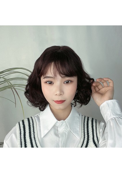 Peruk Orta Uzunlukta Omuz Uzunluğunda Kısa Saç Mısır Kıvırıcı Air Liu Hai Tek Parça (Yurt Dışından)